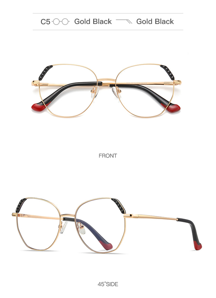Hotony Women's Full Rim Cat Eye Alloy Frame Eyeglasses 3015 Full Rim Hotony