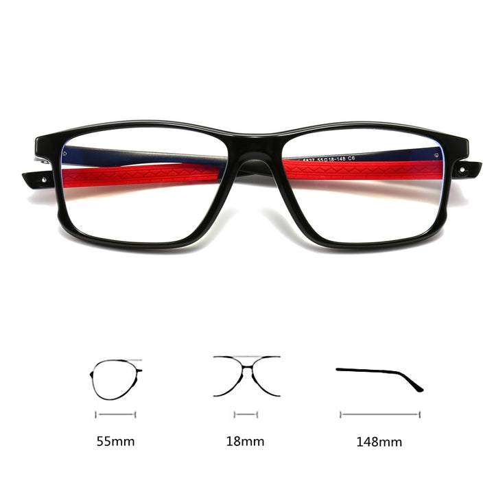KatKani Men's Full Rim TR90 Aluminum Magnesium Square Frame Sports Eyeglasses 5827 Sport Eyewear KatKani Eyeglasses   