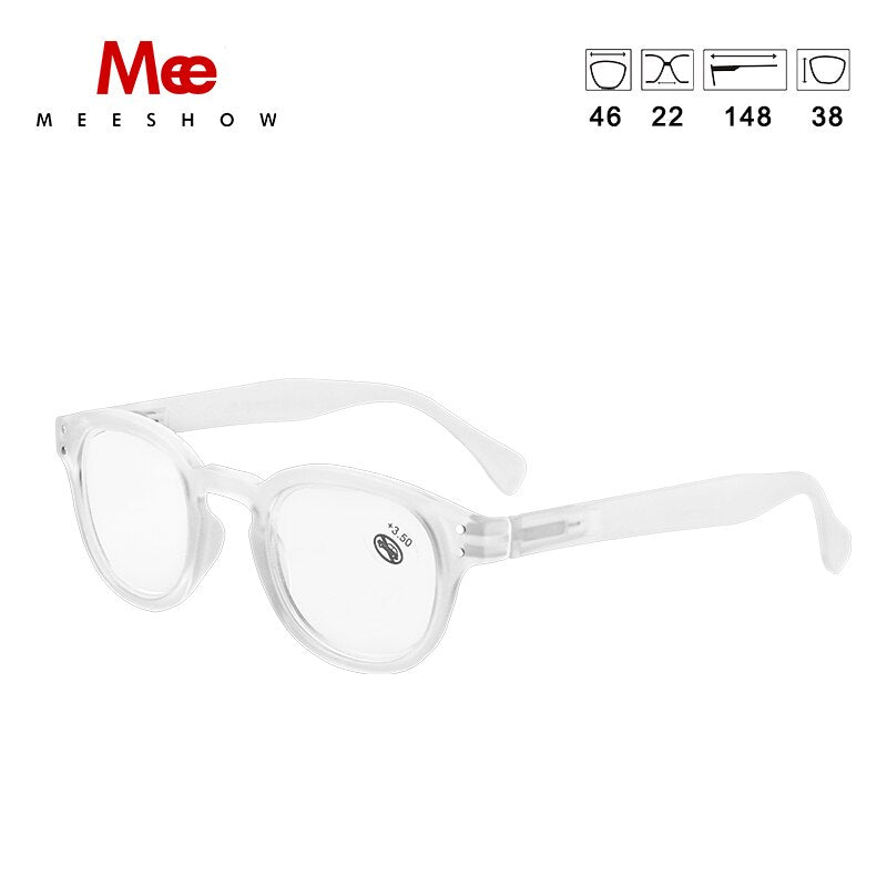 Meeshow Women's Full Rim Round Polycarbonate Reading Glasses 1513 Reading Glasses Meeshow Clear +100