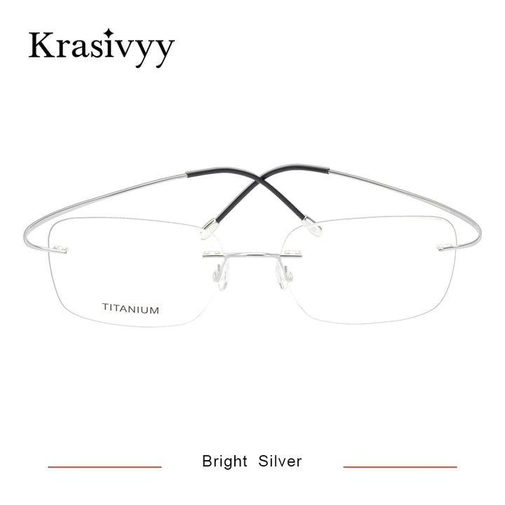 Krasivyy Unisex Rimless Square Screwless Titanium Eyeglasses Kr16016 Rimless Krasivyy Bright Silver