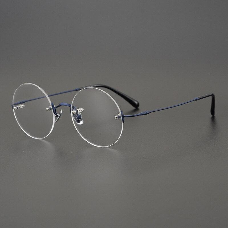 Gatenac Unisex Rimless Round Titanium Frame Eyeglasses Gxyj647 Rimless Gatenac