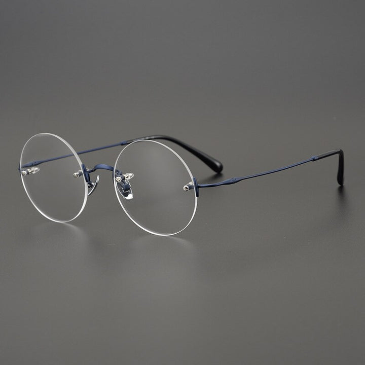 Gatenac Unisex Rimless Round Titanium Frame Eyeglasses Gxyj647 Rimless Gatenac