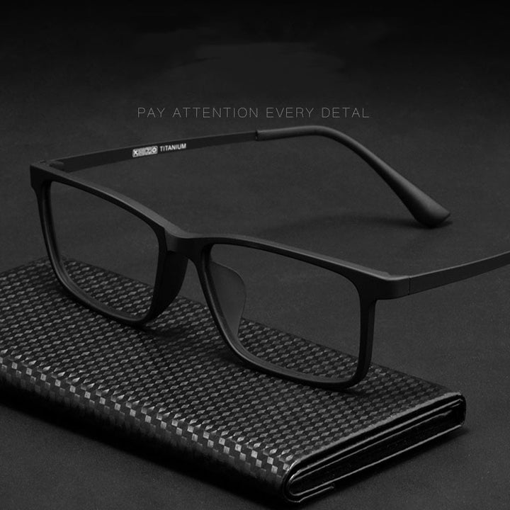 Yimaruili Men's Full Rim Resin Titanium Frame Eyeglasses HR8085 Full Rim Yimaruili Eyeglasses