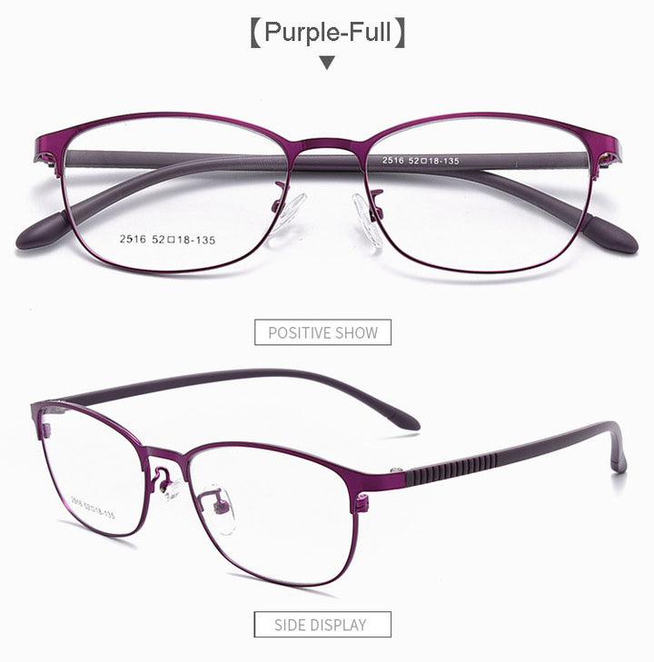 Hotony Unisex Full/Semi Rim Alloy Frame Eyeglasses 2516 Semi Rim Hotony