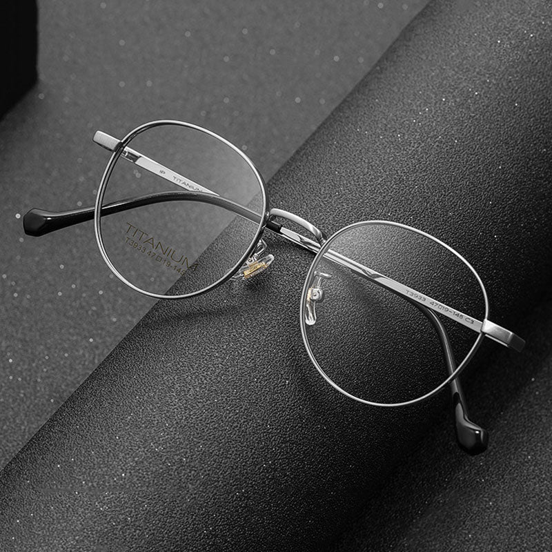 Hotochki Unisex Full Rim Polygon Beta Titanium Frame Eyeglasses 3933 Full Rim Hotochki