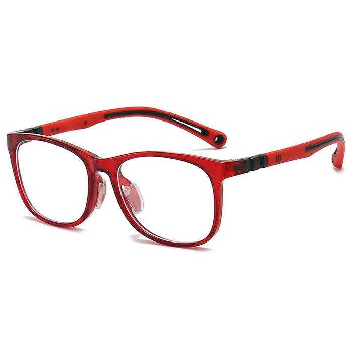 Oveliness Unisex Children's Full Rim Square Tr 90 Silicone Titanium Eyeglasses Trd105 Full Rim Oveliness c2 red