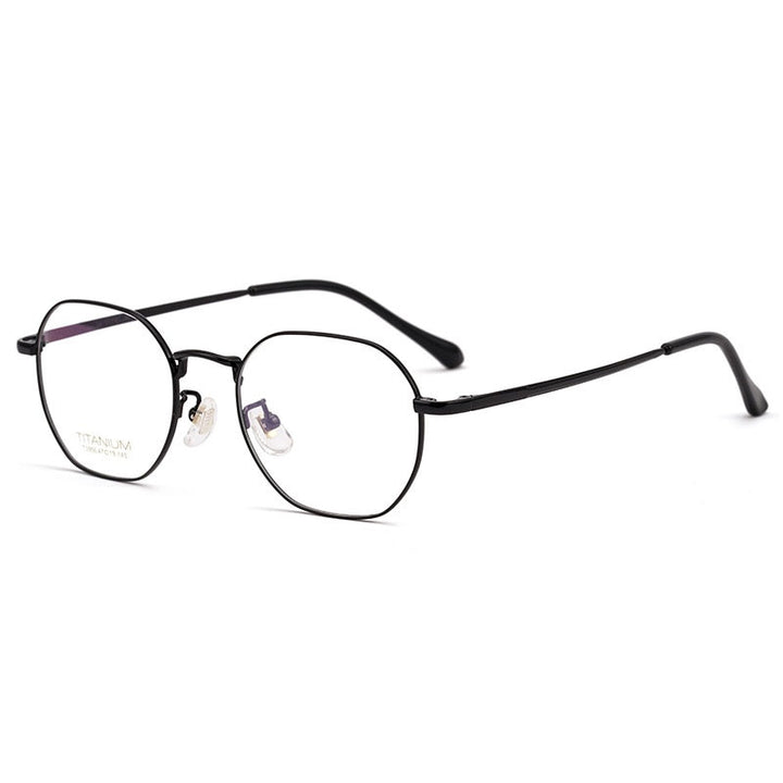 Hotochki Unisex Full Rim Polygon Beta Titanium Eyeglasses T3956 Full Rim Hotochki Black