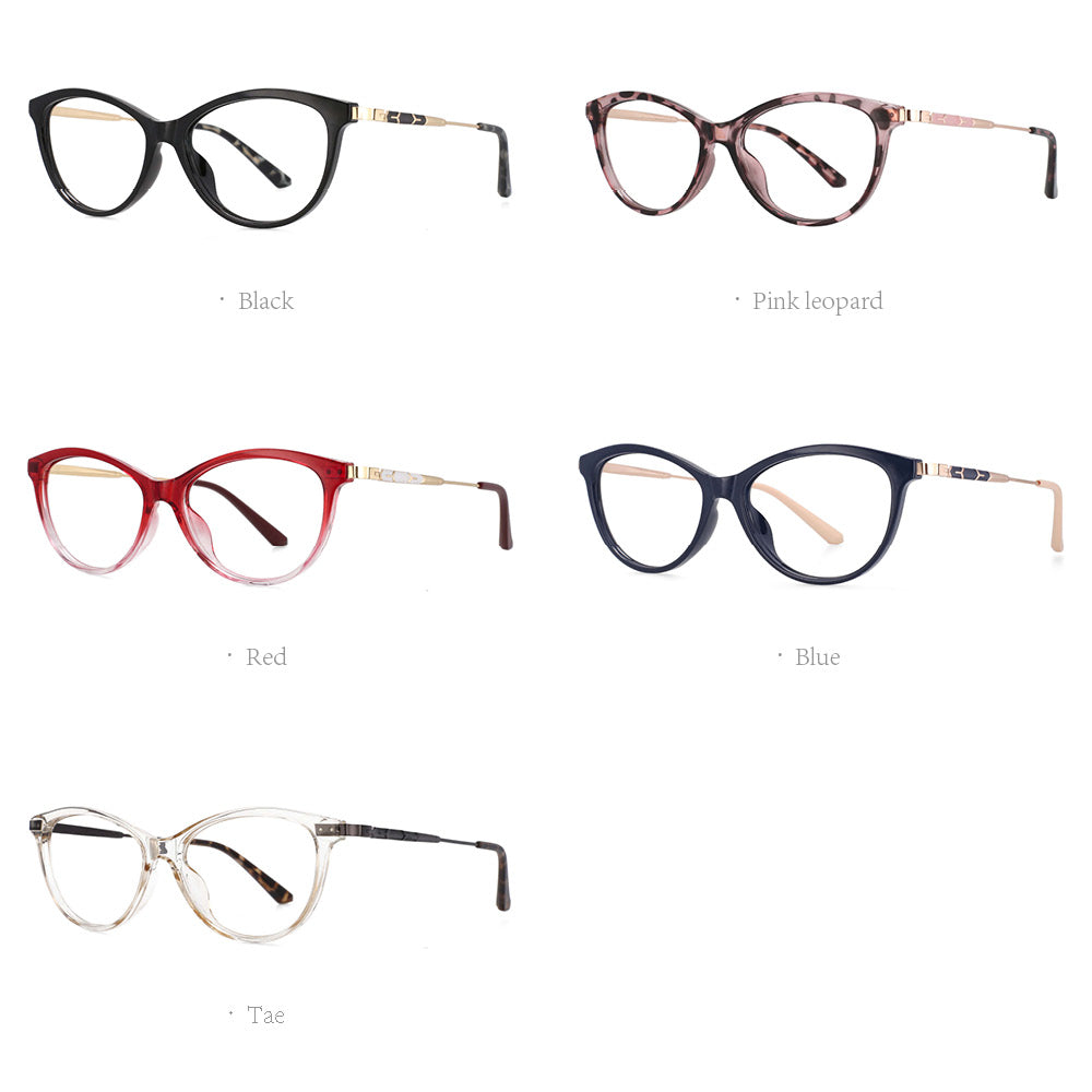 CCspace Unisex Full Rim Cat Eye Tr 90 Titanium Frame Eyeglasses 53754 Full Rim CCspace