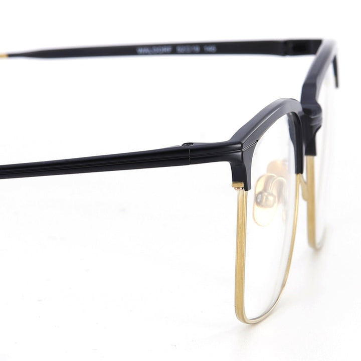 Muzz Men's Full Rim Square Titanium Acetate Hand Crafted Frame Eyeglasses 0225 Full Rim Muzz