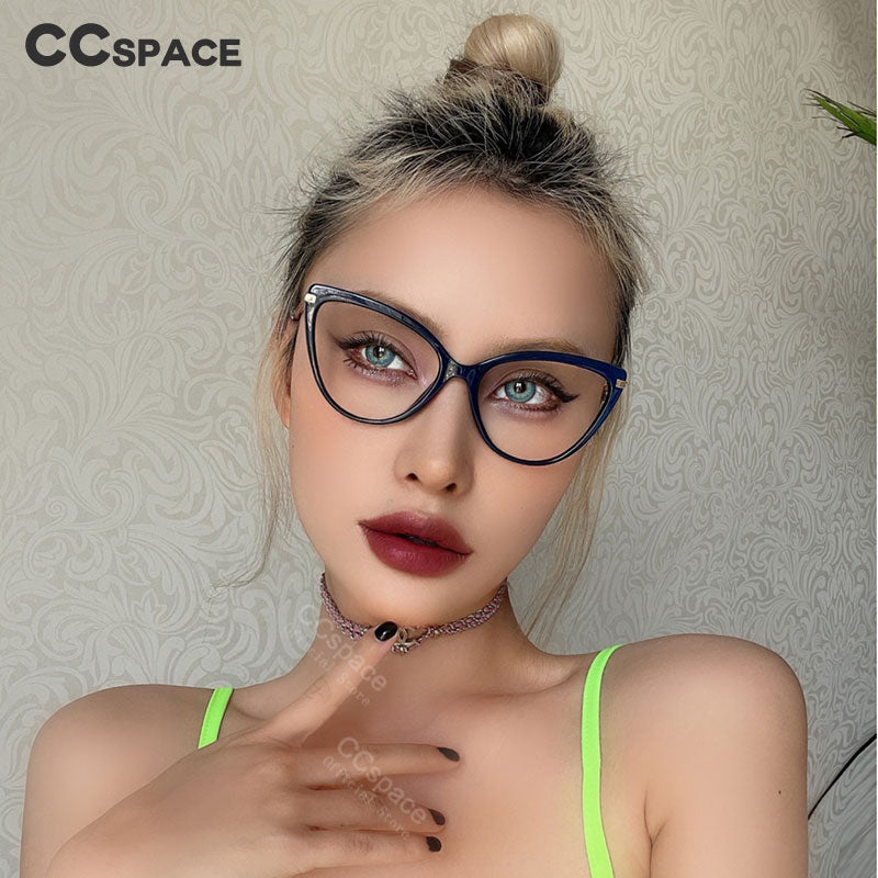 CCspace Unisex Full Rim Cat Eye Tr90 Titanium Frame Eyeglasses 45963 Full Rim CCspace