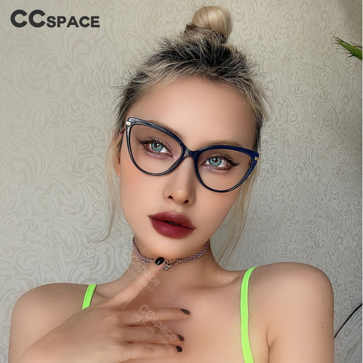 CCspace Unisex Full Rim Cat Eye Tr90 Titanium Frame Eyeglasses 45963 Full Rim CCspace