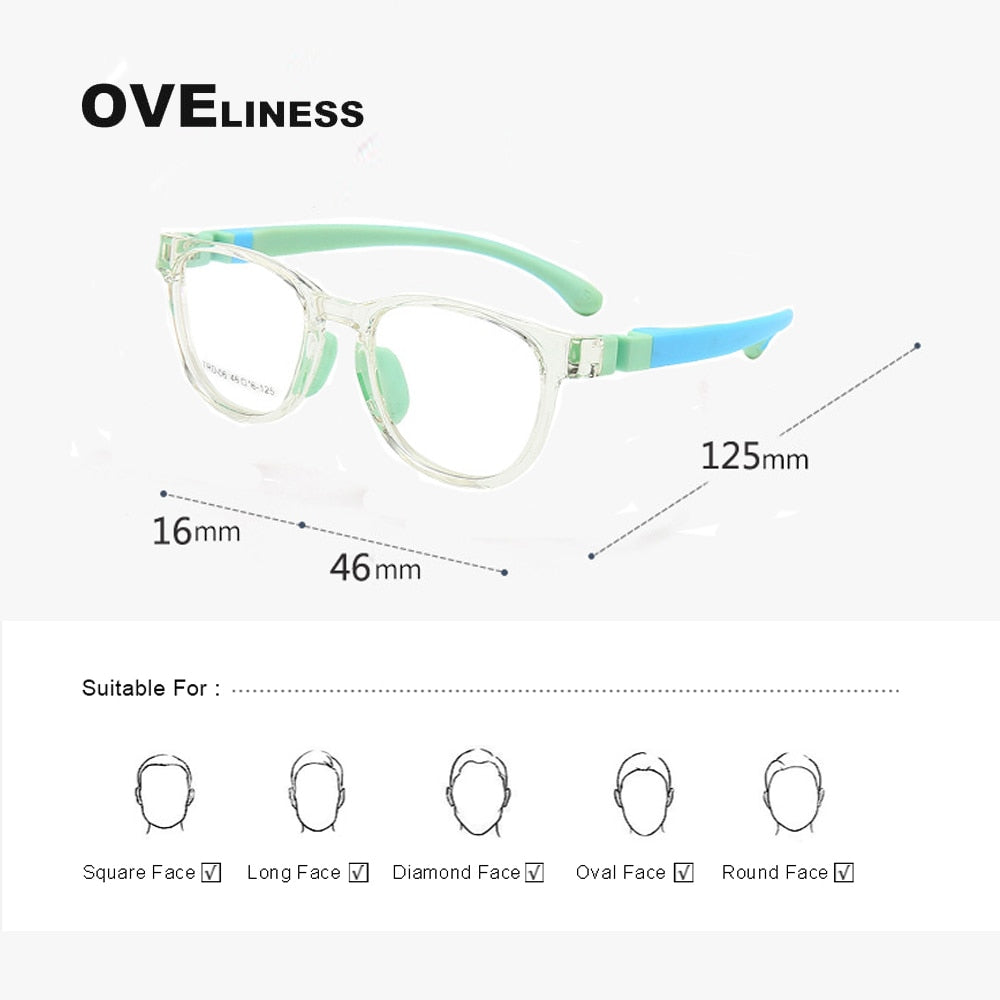 Oveliness Unisex Children's Full Rim Square Round Tr 90 Titanium Eyeglasses Olp06 Full Rim Oveliness