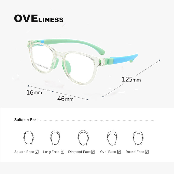 Oveliness Unisex Children's Full Rim Square Round Tr 90 Titanium Eyeglasses Olp06 Full Rim Oveliness