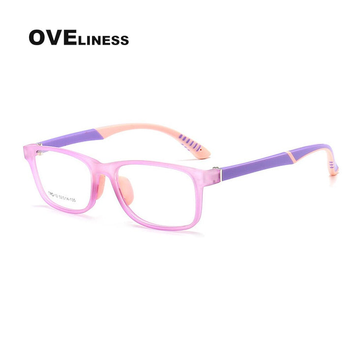 Oveliness Unisex Children's Full Rim Square Tr 90 Titanium Eyeglasses Oltrd12p Full Rim Oveliness purple