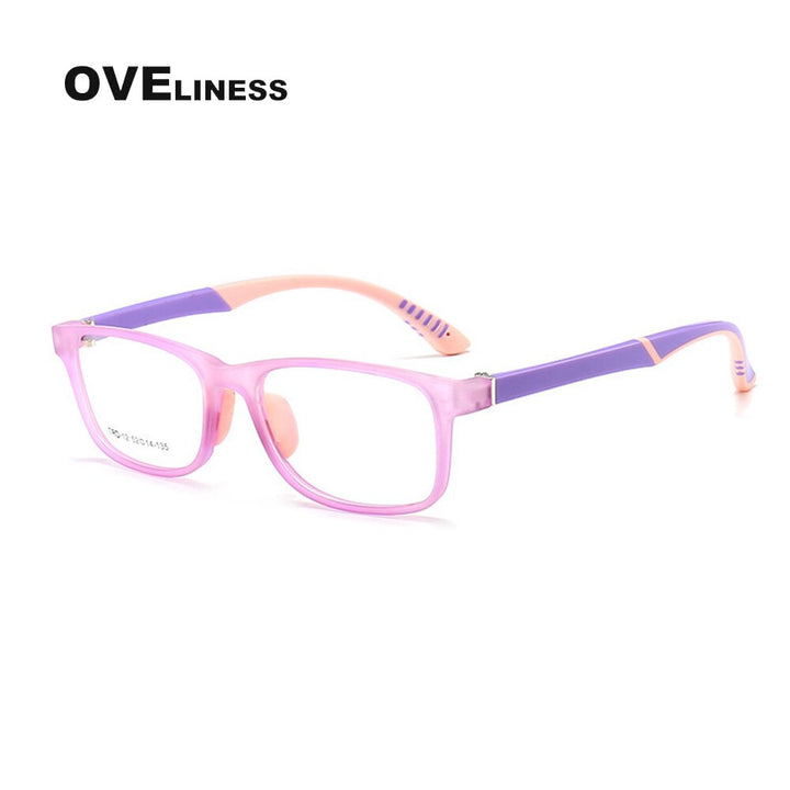 Oveliness Unisex Children's Full Rim Square Tr 90 Titanium Eyeglasses Oltrd12p Full Rim Oveliness purple  