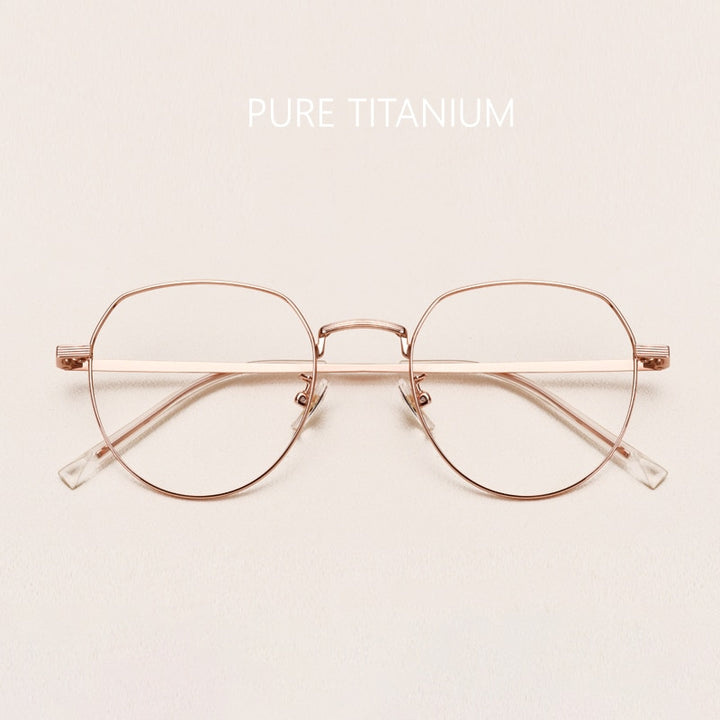 Yimaruili Unisex Full Rim Round Titanium Frame Eyeglasses 1901 Full Rim Yimaruili Eyeglasses