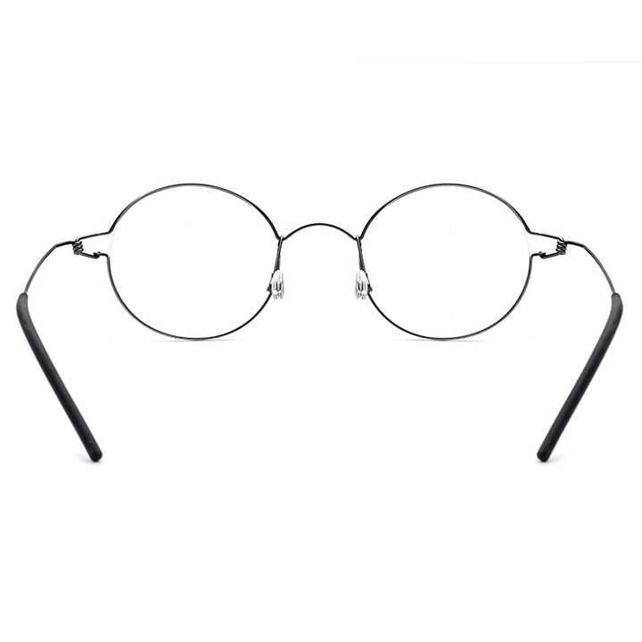 Yimaruili Unisex Full Rim Screwless Titanium Alloy Round Frame Eyeglasses 28607 Full Rim Yimaruili Eyeglasses