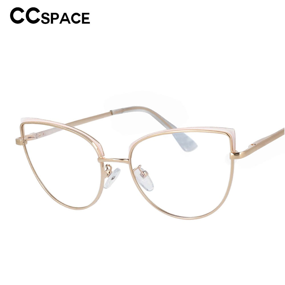 CCspace Unisex Full Rim Cat Eye Alloy Frame Eyeglasses 53101 Full Rim CCspace
