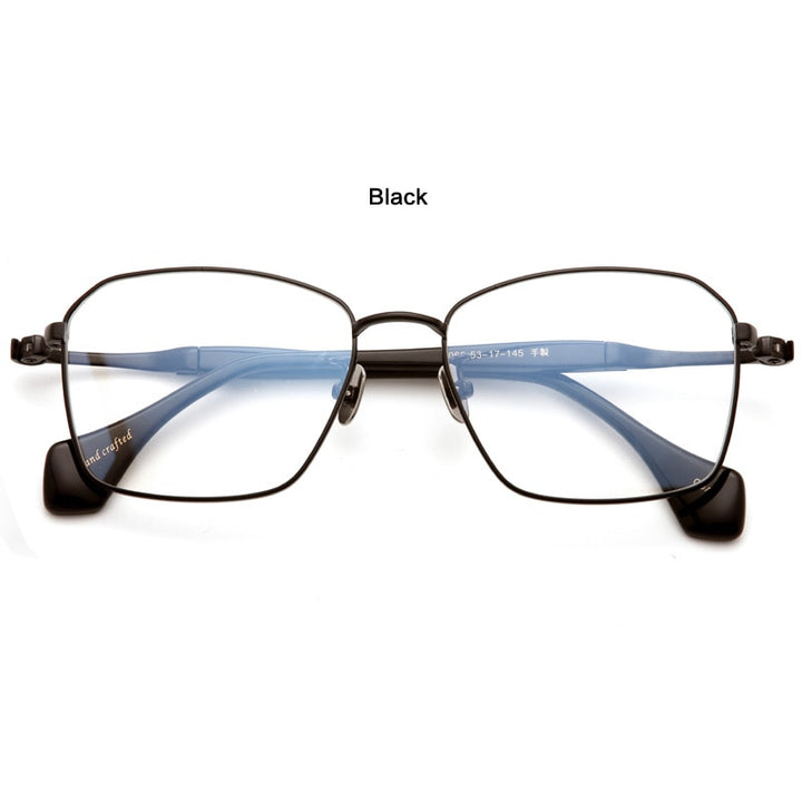 Muzz Unisex Full Rim Square Hand Crafted Titanium Acetate Frame Eyeglasses M1065 Full Rim Muzz Black