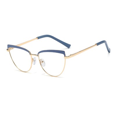 Ralferty Cat Eye Anti Blue Light Glasses Women Gold Metal White Eyeglass Glasses Frame Anti Blue Ralferty C7 Black  