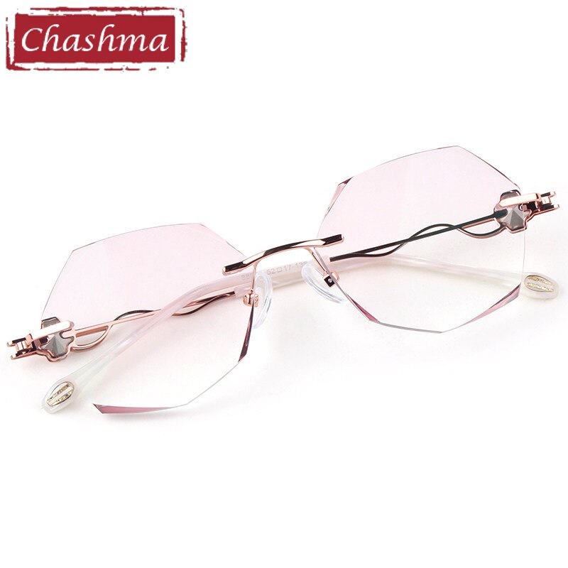 Chashma Women's Rimless Flat Top Polygon Titanium Eyeglasses 88050 Rimless Chashma