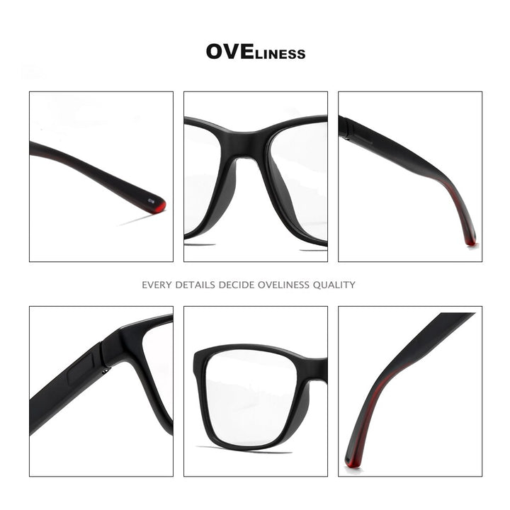 Oveliness Unisex Full Rim Square Tr 90 Titanium Eyeglasses 7091 Full Rim Oveliness
