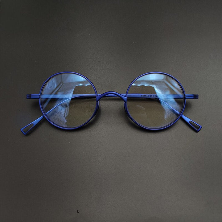 Yujo Unisex Full Rim 43mm Round Titanium Eyeglasses Full Rim Yujo