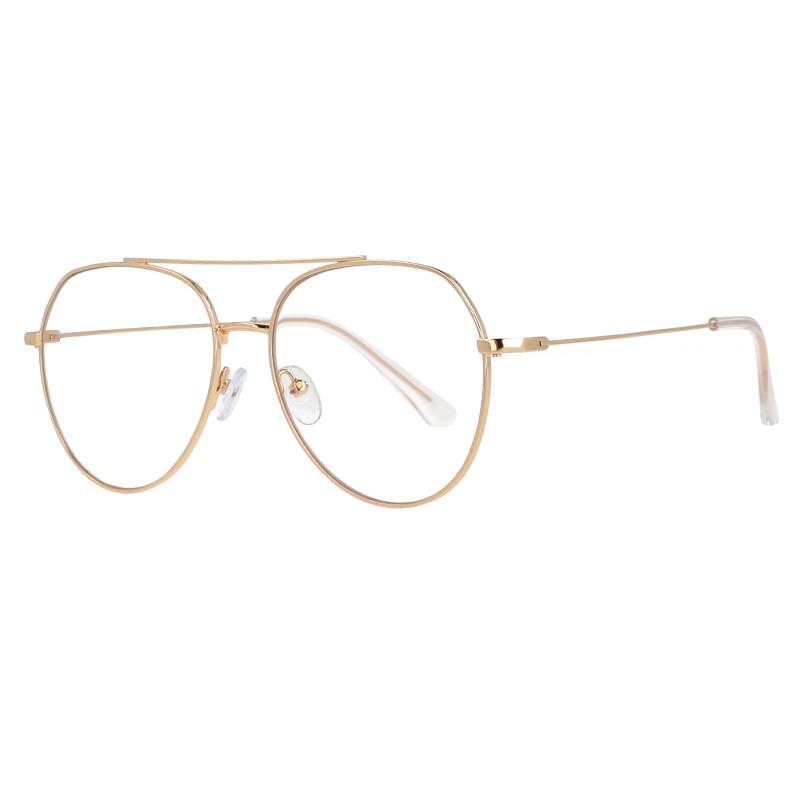 CCspace Women Full Rim Oversized Round Alloy Frame Eyeglasses 53372 Full Rim CCspace Gold