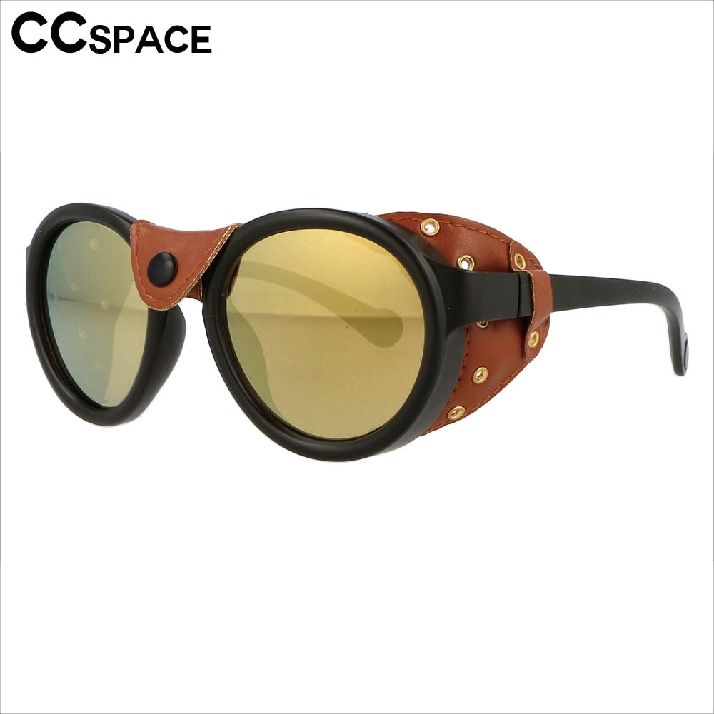 CCspace Unisex Full Rim Round Steampunk Resin Frame Sunglasses 46311 Sunglasses CCspace Sunglasses