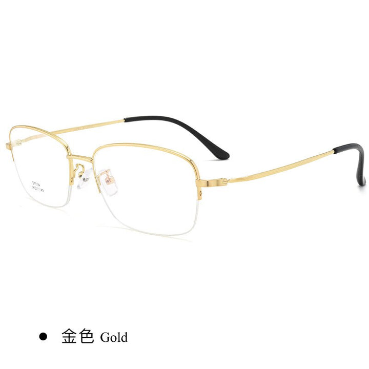 Men's Semi Rim IP Electroplated Titanium Alloy Frame Eyeglasses Zt1114 Semi Rim Bclear Gold