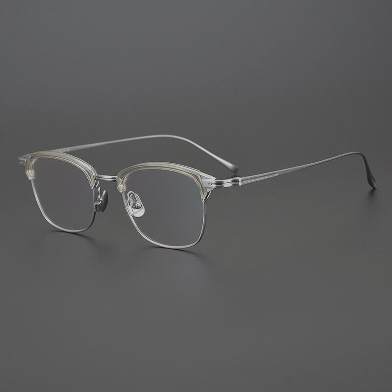 Gatenac Unisex Full Rim Square Titanium Acetate Frame Eyeglasses Gxyj688 Full Rim Gatenac Silver
