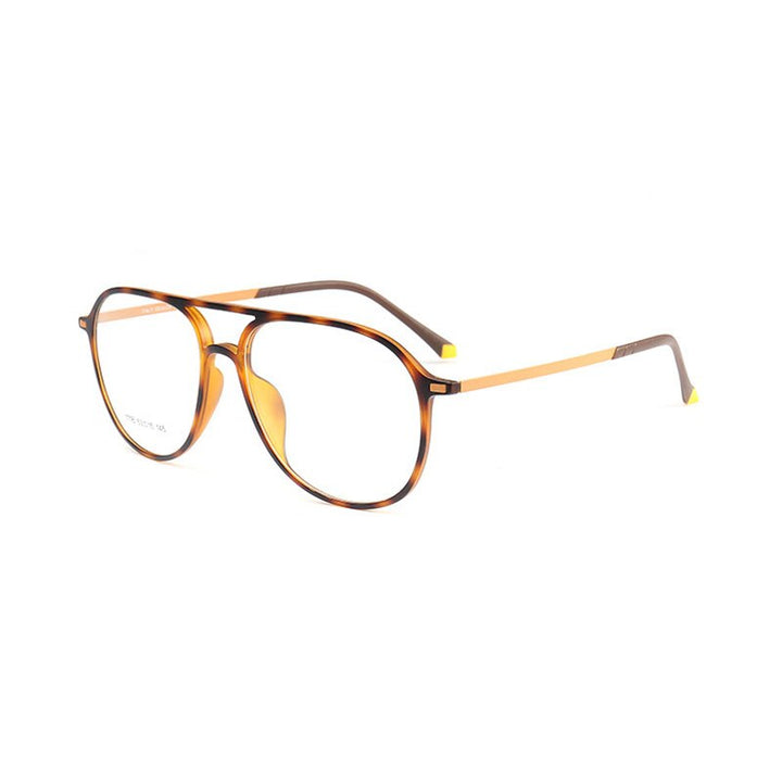 Reven Jate Unisex Full Rim Oval Acetate Eyeglasses 1116 Full Rim Reven Jate C3Leopard