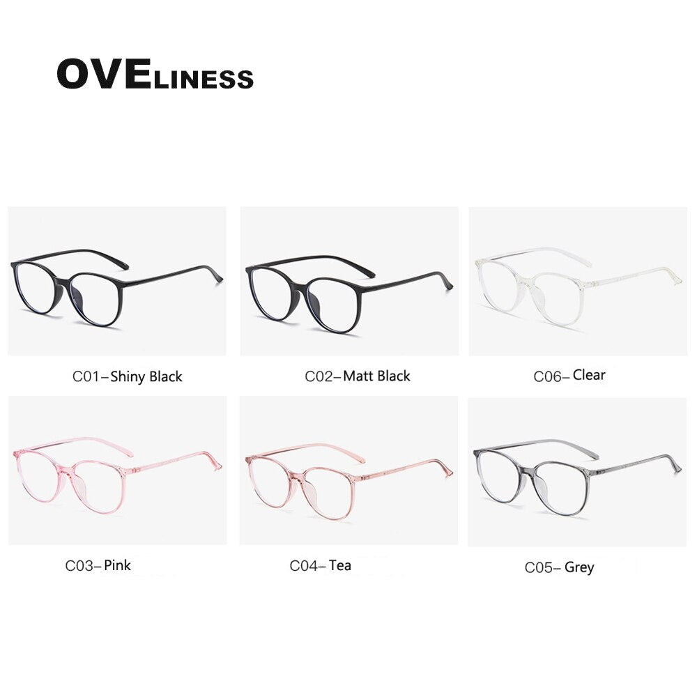 Oveliness Unisex Full Rim Round Square Tr 90 Titanium Eyeglasses 8075 Full Rim Oveliness