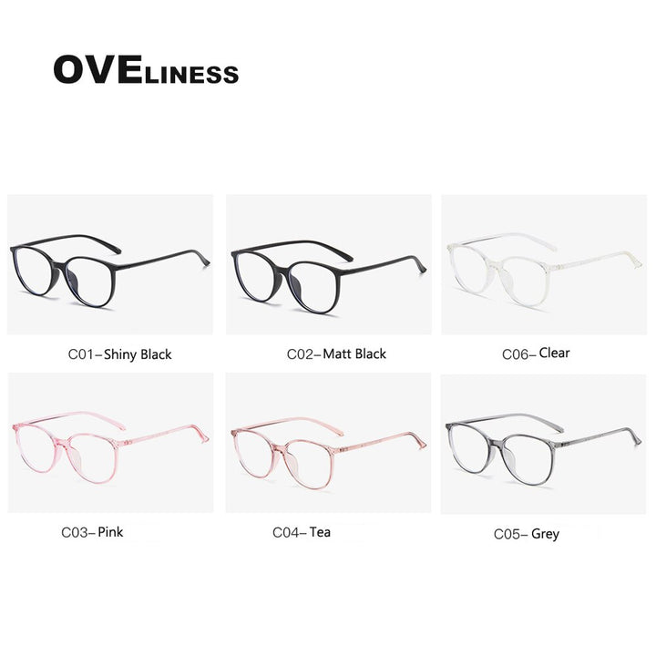 Oveliness Unisex Full Rim Round Square Tr 90 Titanium Eyeglasses 8075 Full Rim Oveliness