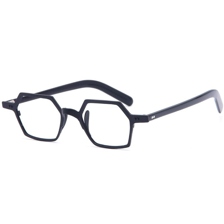 Muzz Men's Full Rim Irregular Square Brushed Titanium Acetate Frame Eyeglasses M70704 Full Rim Muzz