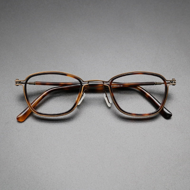 Gatenac Unisex Full Rim Square Acetate Titanium Frame Eyeglasses Gxyj544 Full Rim Gatenac