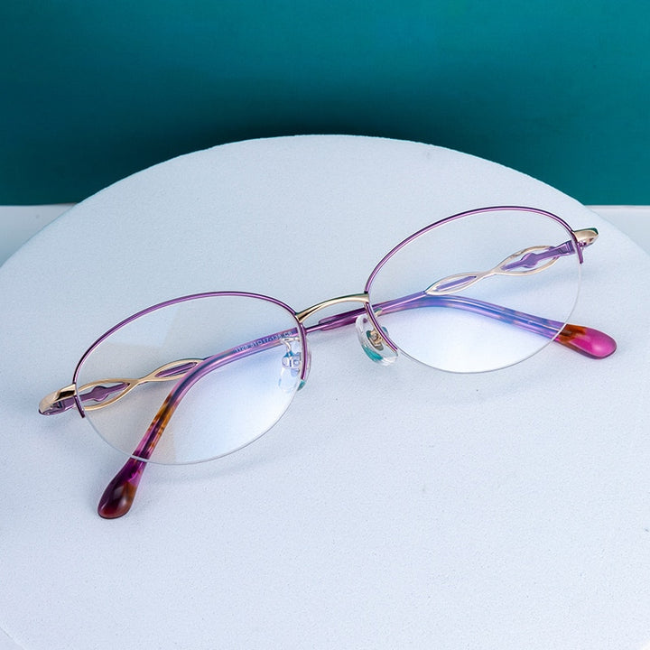 Women's Oval Semi Rim Alloy Eyeglasses Yy1128 Semi Rim Bclear