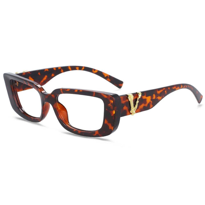 CCspace Unisex Full Rim Rectangle Cat Eye Resin Frame Eyeglasses 54034 Full Rim CCspace C3Leopard