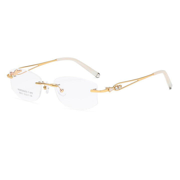 Zirosat 58111 Women's Eyeglasses Alloy Tint Lenses Diamond Cutting Rimless Titanium Rimless Zirosat golden