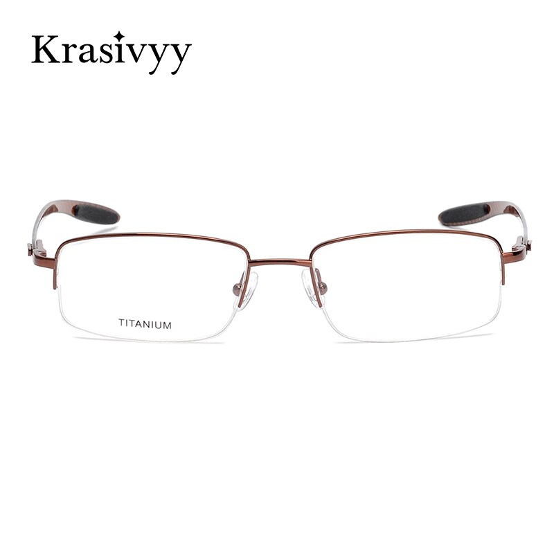 Krasivyy Men's Semi Rim Rectangle Square Carbon Fiber Titanium Eyeglasses Krb046 Semi Rim Krasivyy   