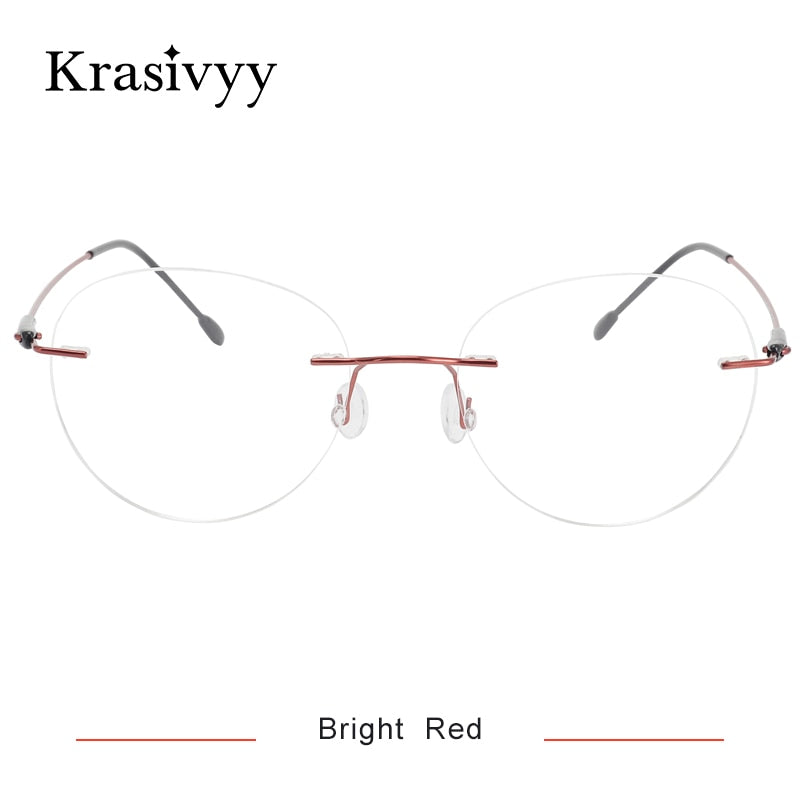 Krasivyy Unisex Rimless Round Titanium Eyeglasses Kr16072 Rimless Krasivyy Bright Red