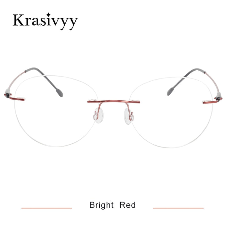 Krasivyy Unisex Rimless Round Titanium Eyeglasses Kr16072 Rimless Krasivyy Bright Red