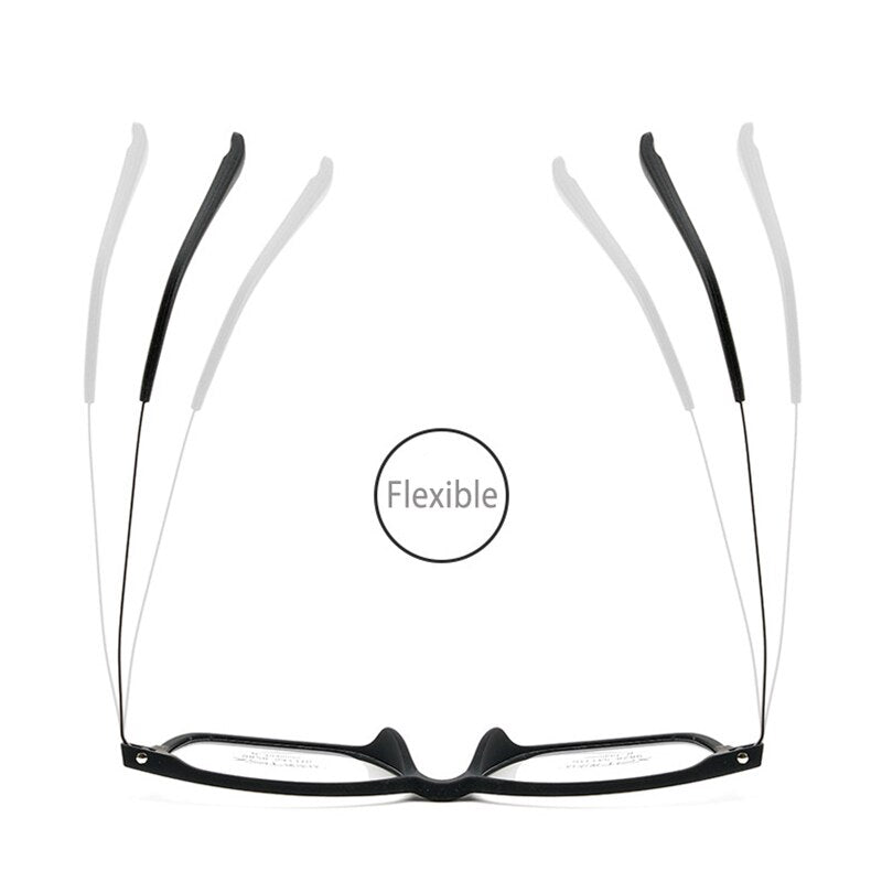 Hotony Unisex Full Rim Square TR 90 Resin B Titanium Frame Eyeglasses 9828 Full Rim Hotony