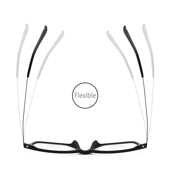 Hotony Unisex Full Rim Square TR 90 Resin B Titanium Frame Eyeglasses 9828 Full Rim Hotony