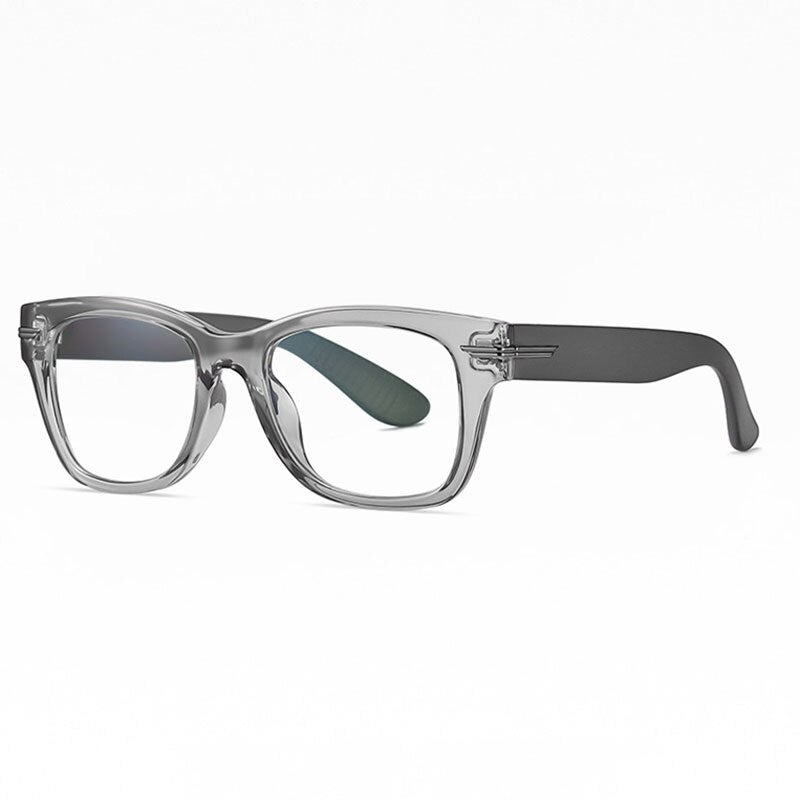 Hotochki Unisex Full Rim Plastic Frame Eyeglasses Tr3393 Full Rim Hotochki Transparent Gray C25