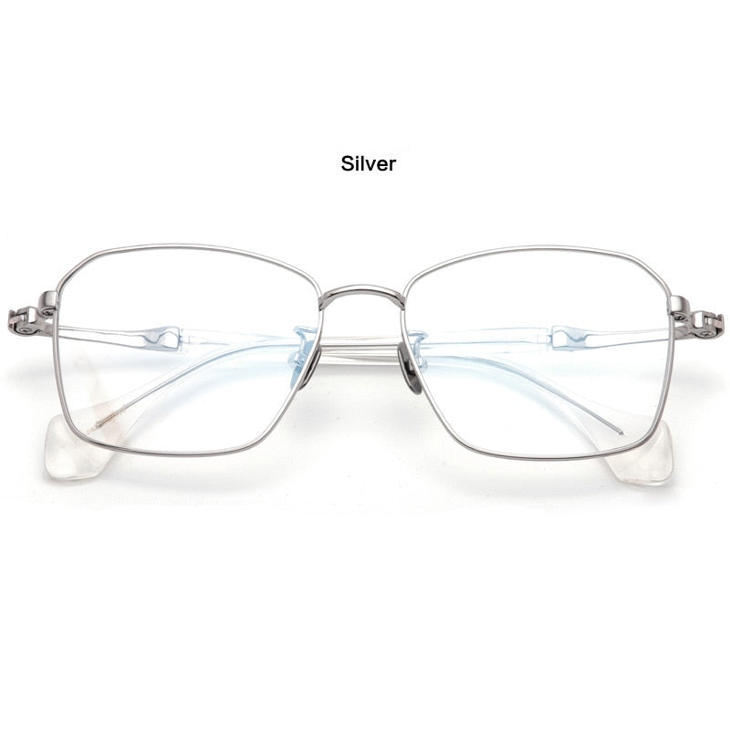 Muzz Unisex Full Rim Square Hand Crafted Titanium Acetate Frame Eyeglasses M1065 Full Rim Muzz Silver