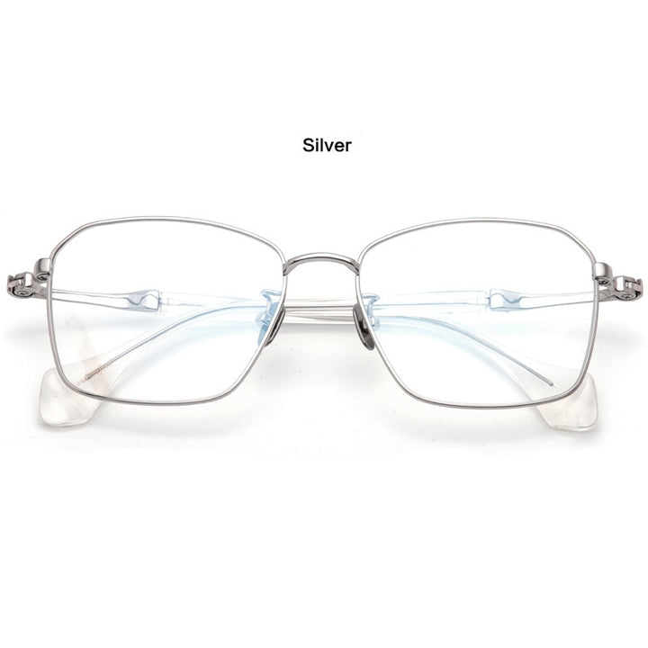 Muzz Unisex Full Rim Square Hand Crafted Titanium Acetate Frame Eyeglasses M1065 Full Rim Muzz Silver