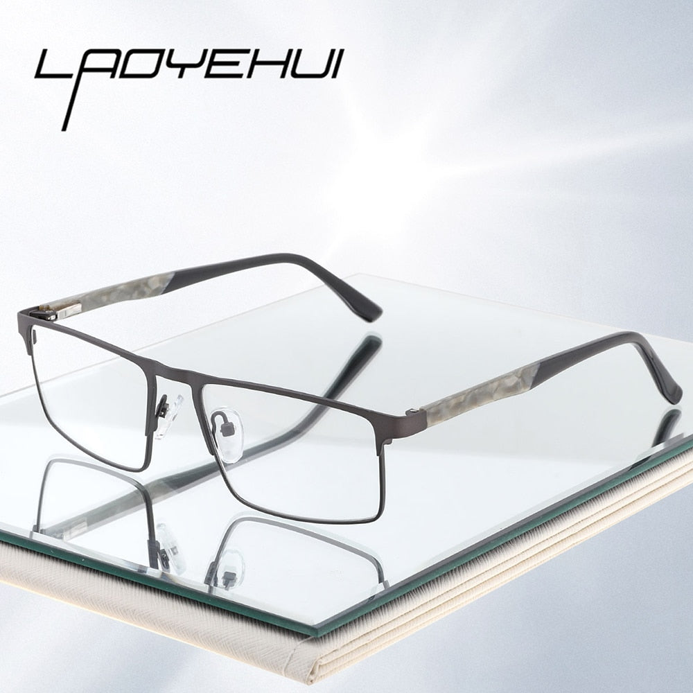 Laoyehui Men's Eyeglasses Square Alloy Reading Glasses 18407 Reading Glasses Laoyehui