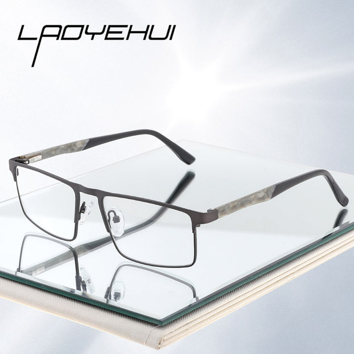 Laoyehui Men's Eyeglasses Square Alloy Reading Glasses 18407 Reading Glasses Laoyehui