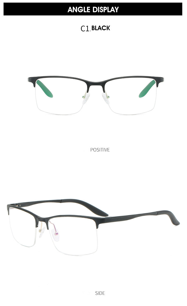 Hdcrafter Men's Semi Rim Square TR 90 Titanium Frame Eyeglasses P6325 Semi Rim Hdcrafter Eyeglasses